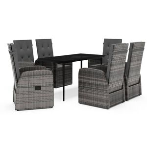vidaXL 7 Piece Garden Dining Set with Cushions Grey