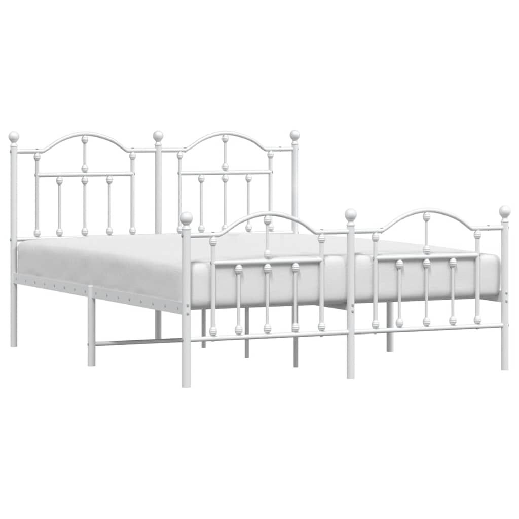 vidaXL Metal Bed Frame without Mattress with Footboard White 150x200cm