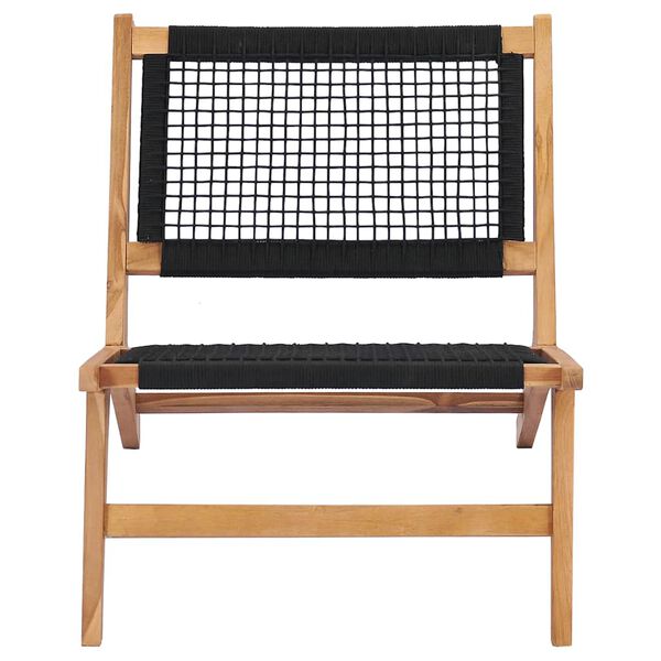 vidaXL Sun Lounger with Footrest Solid Teak Wood and Rope