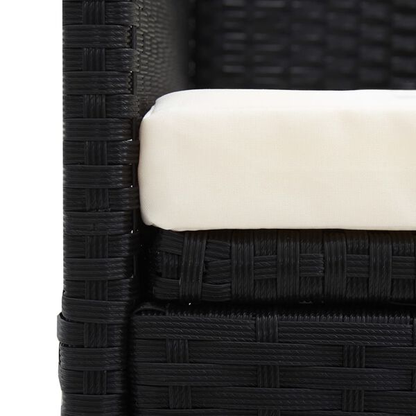 vidaXL Garden Bed with Cushion & Pillows Poly Rattan Black