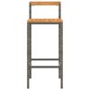 vidaXL Bar Stools 2 pcs Grey Poly Rattan and Solid Wood Acacia