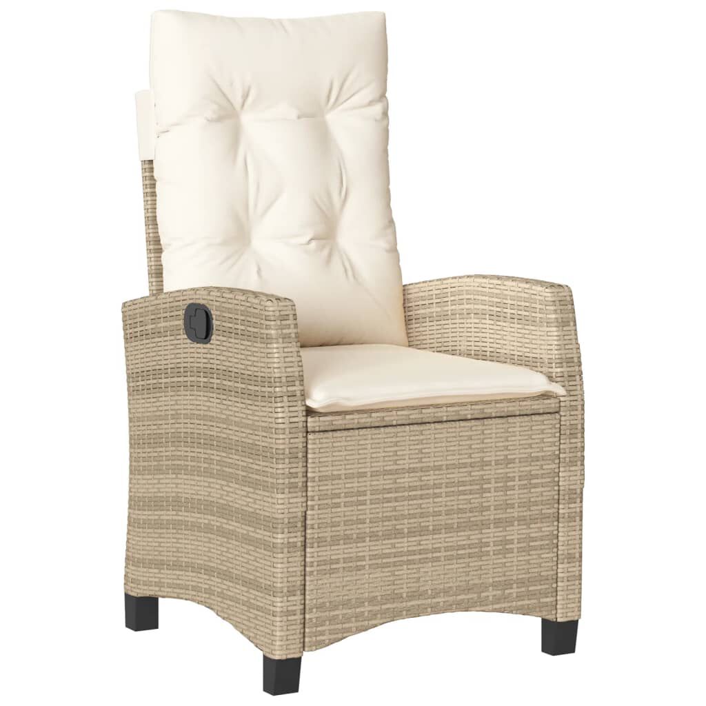 vidaXL 3 Piece Bistro Set with Cushions Beige Poly Rattan