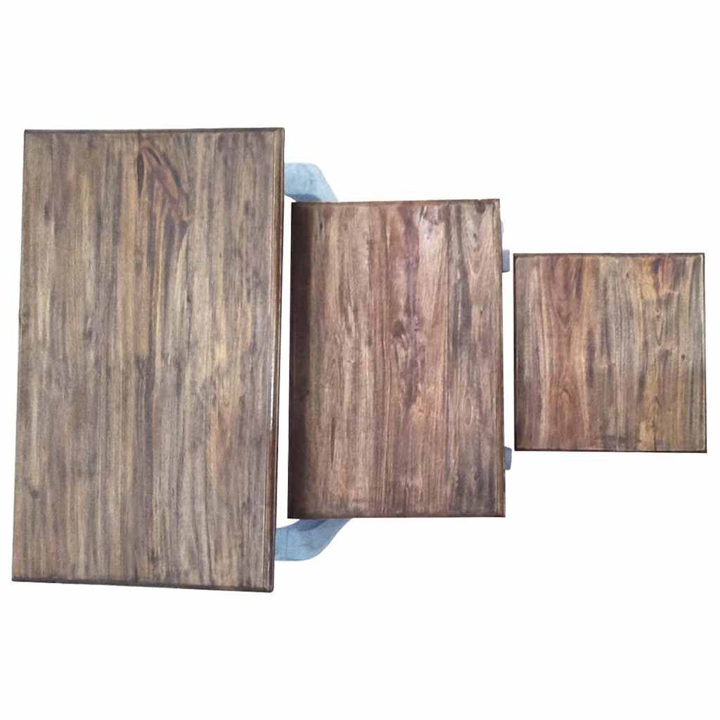 vidaXL Nesting Table Set 3 Pieces Solid Mahogany Wood