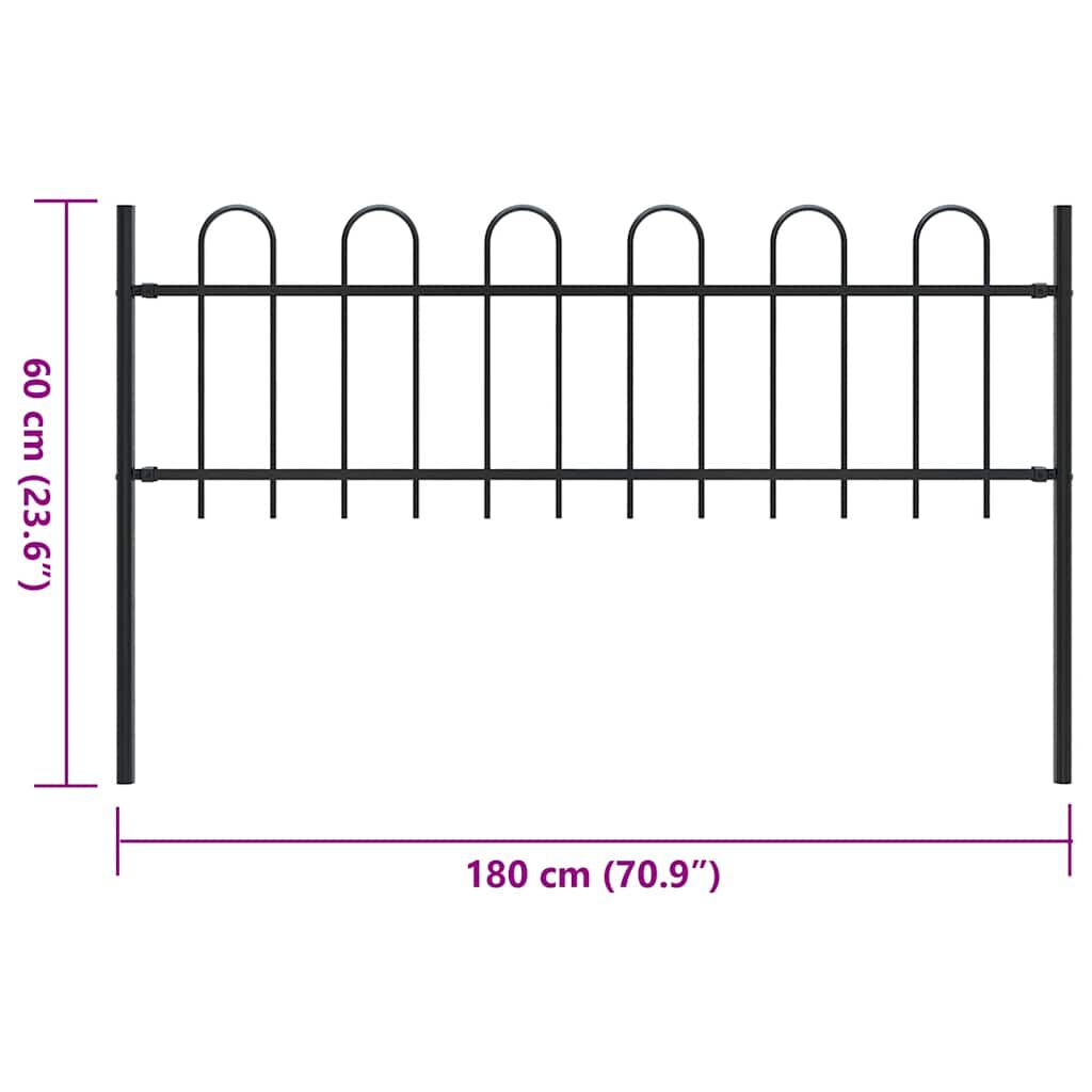 vidaXL Garden Fence with Hoop Top Steel 1.8 m Black