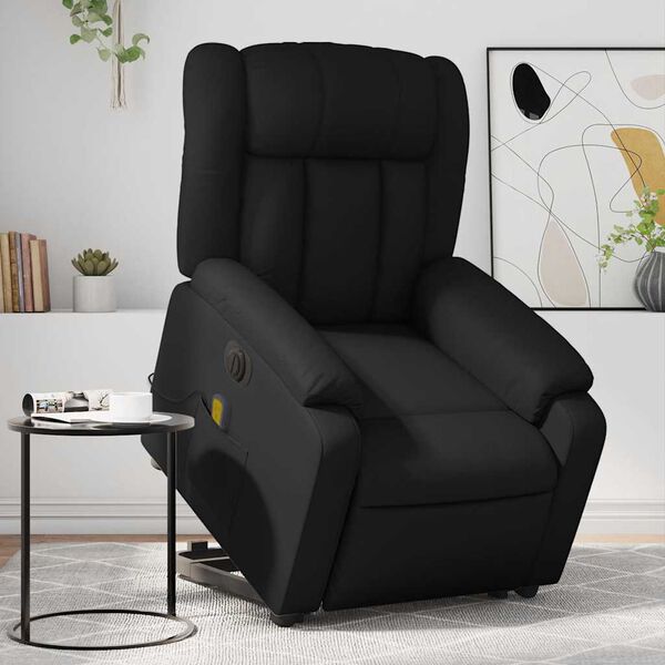 vidaXL Electric Stand up Massage Recliner Chair Black Faux Leather