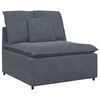 vidaXL Modular Sofa with Footstool&Cushions Velvet Dark Grey