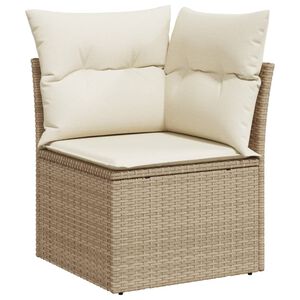 vidaXL Garden Sofa Corner with Cushions Beige Poly Rattan