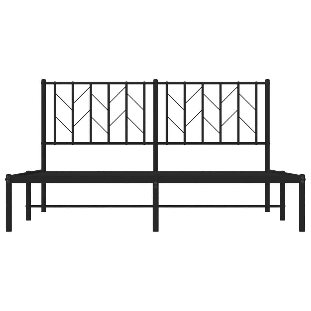 vidaXL Metal Bed Frame without Mattress with Headboard Black 150x200cm