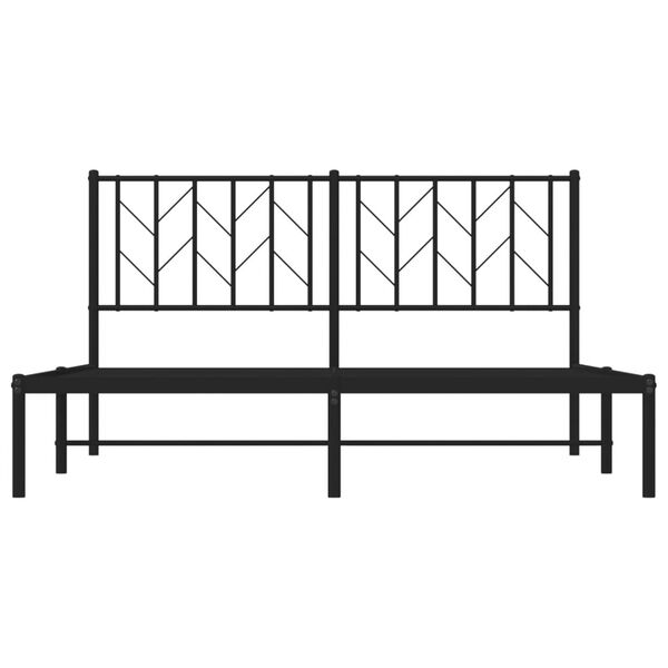 vidaXL Metal Bed Frame without Mattress with Headboard Black 150x200cm