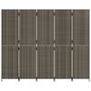 vidaXL Room Divider 5 Panels Grey Poly Rattan