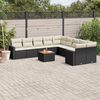 vidaXL 11 Piece Garden Sofa Set with Cushions Black Poly Rattan