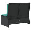 vidaXL Reclining Garden Bench with Cushions Black Poly Rattan