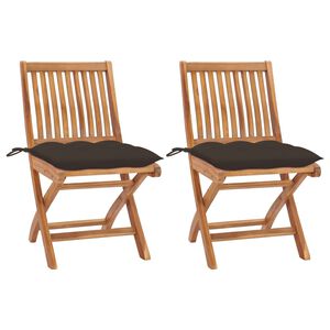 vidaXL Garden Chairs 2 pcs with Taupe Cushions Solid Teak Wood