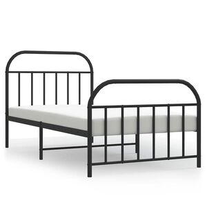 vidaXL Metal Bed Frame without Mattress with Footboard Black 100x200cm