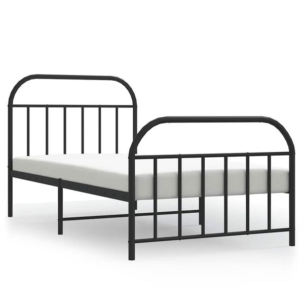 vidaXL Metal Bed Frame without Mattress with Footboard Black 100x200cm