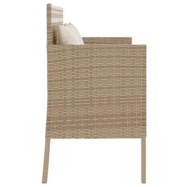 vidaXL Garden Bench with Cushions Beige Poly Rattan