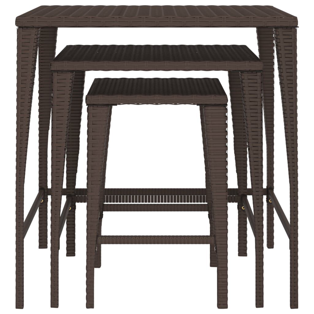 vidaXL Garden Nesting Tables 3 pcs Brown Poly Rattan