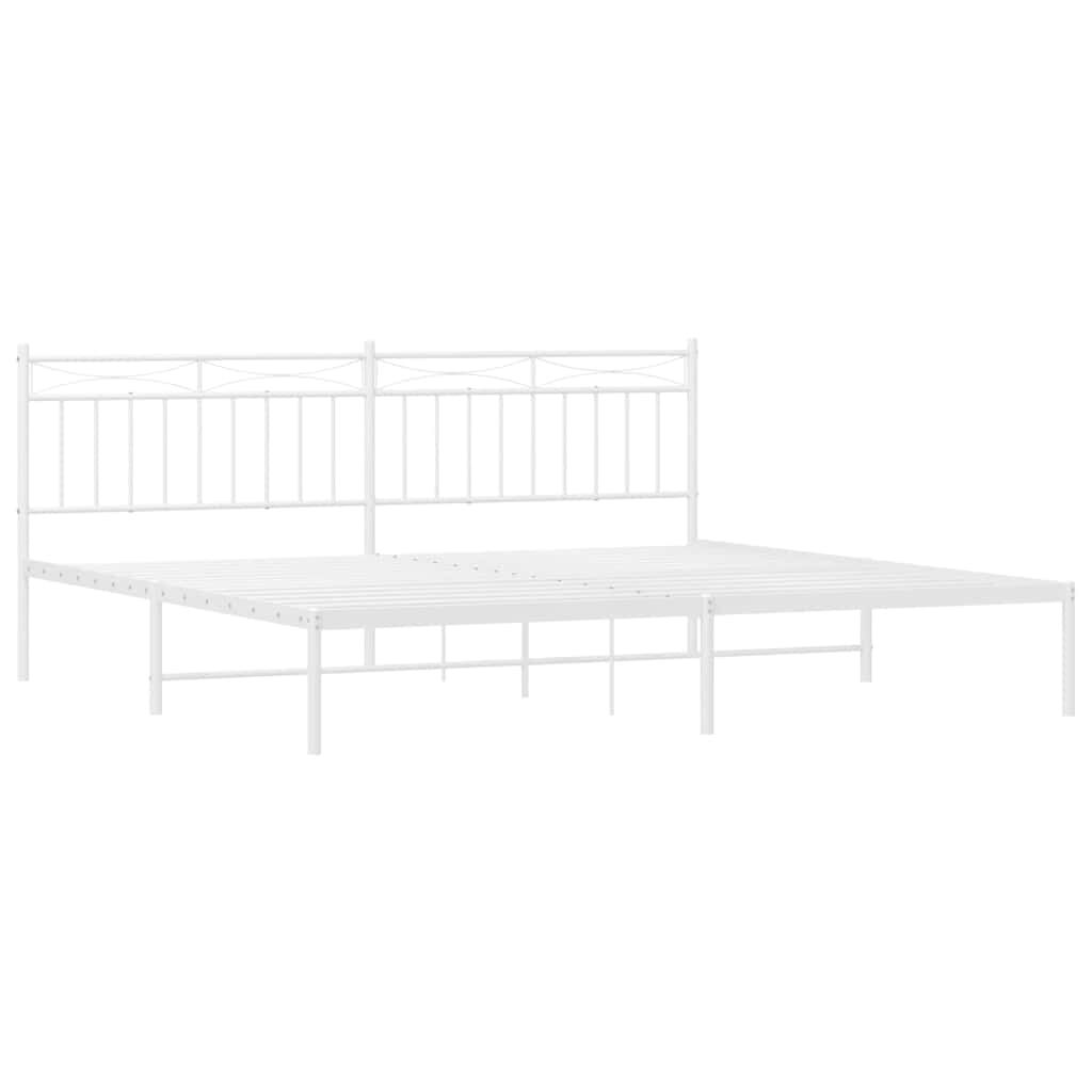 vidaXL Metal Bed Frame without Mattress with Headboard White 193x203cm