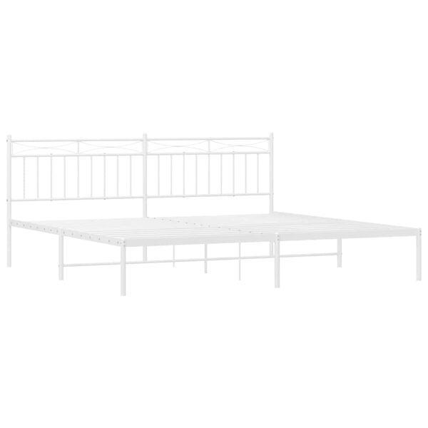 vidaXL Metal Bed Frame without Mattress with Headboard White 193x203cm