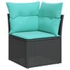 vidaXL Garden Sofa Set with Storage Black and Turquoise Poly Rattan