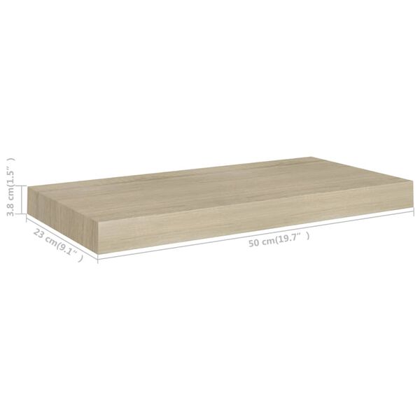 vidaXL Floating Wall Shelf Oak 50x23x3.8 cm MDF