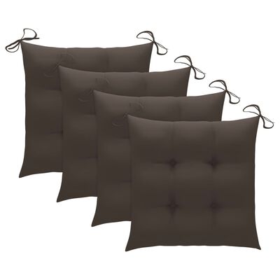 vidaXL Garden Chairs with Taupe Cushions 4 pcs Solid Teak Wood