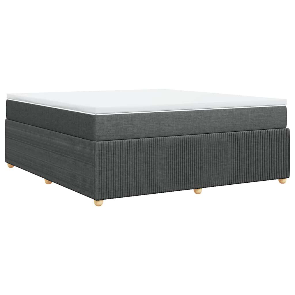 vidaXL Box Spring Bed with Mattress Dark Grey California King Fabric