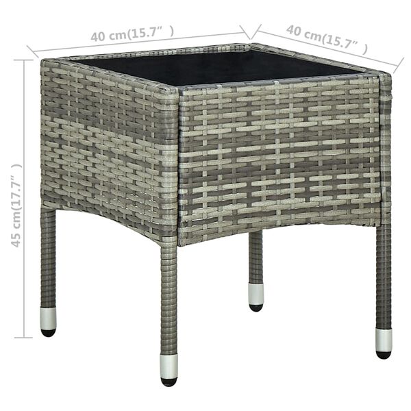 vidaXL 3 Piece Bistro Set with Cushions Poly Rattan Grey