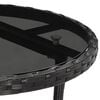 vidaXL Garden Table Ø60x75 cm Tempered Glass and Poly Rattan Black
