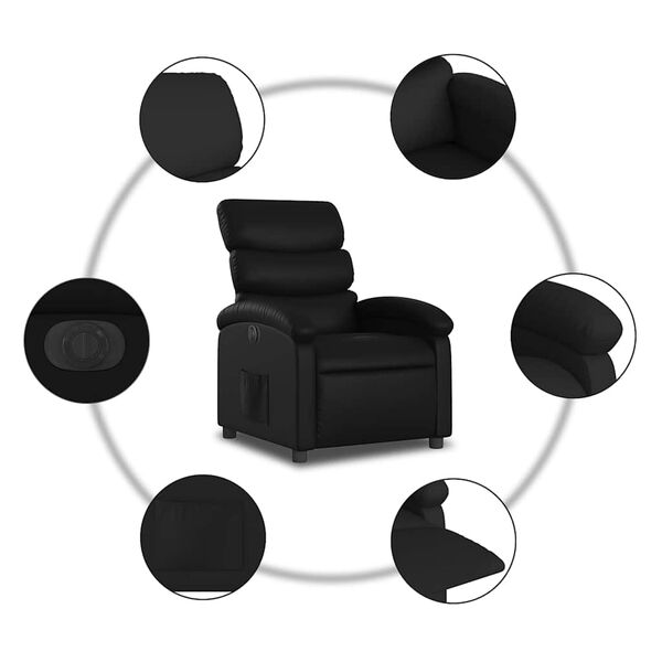 vidaXL Electric Recliner Chair Black Faux Leather