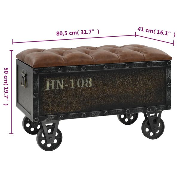 vidaXL Storage Bench with Castors 80.5 cm Solid Wood Fir