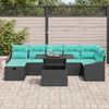 vidaXL Garden Sofa Set with Cushion 8 pcs Black Poly rattan
