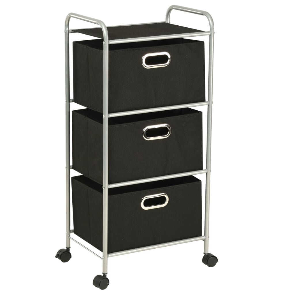 vidaXL Shelving Unit with 3 Storage Boxes Steel and Non-woven Fabric