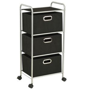 vidaXL Shelving Unit with 3 Storage Boxes Steel and Non-woven Fabric