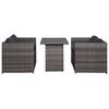 vidaXL 3 Piece Bistro Set Poly with Cushions Rattan Grey