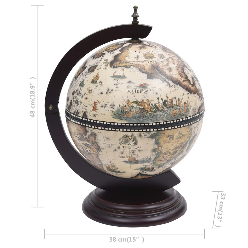 vidaXL Tabletop Globe Bar Wine Stand Eucalyptus Wood White