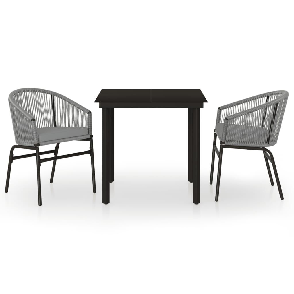 vidaXL 3 Piece Garden Dining Set Grey