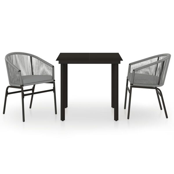 vidaXL 3 Piece Garden Dining Set Grey