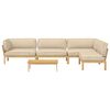 vidaXL Sofa Set with Cushion Plain 5 pcs Beige Solid Acacia Wood