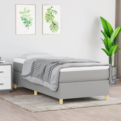 vidaXL Box Spring Bed Frame Light Grey 100x203 cm Twin XL Fabric