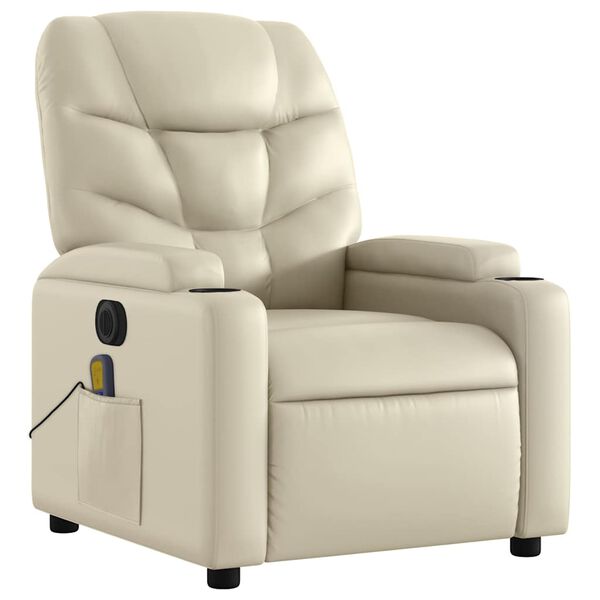 vidaXL Electric Massage Recliner Chair Cream Faux Leather