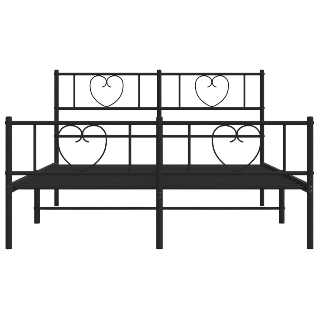 vidaXL Metal Bed Frame without Mattress with Footboard Black 150x200cm