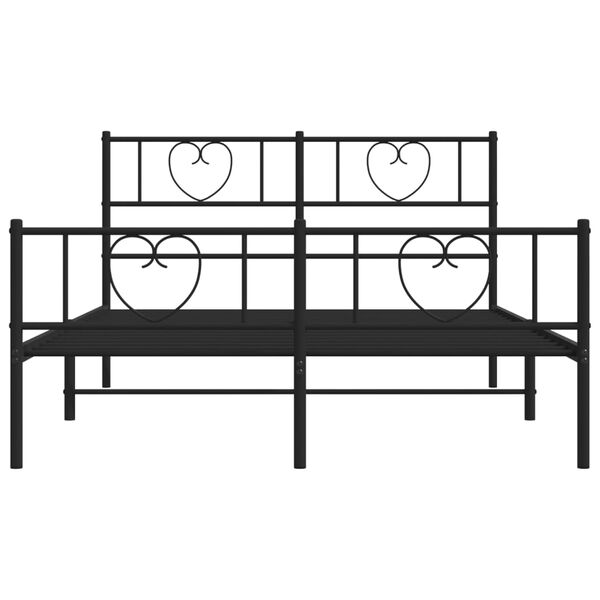 vidaXL Metal Bed Frame without Mattress with Footboard Black 150x200cm