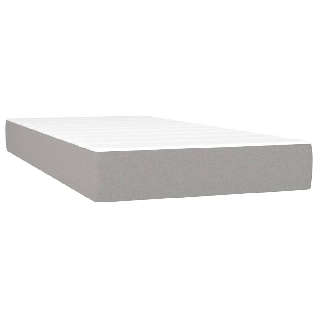vidaXL Box Spring Bed with Mattress Light Grey 100x203 cm Fabric