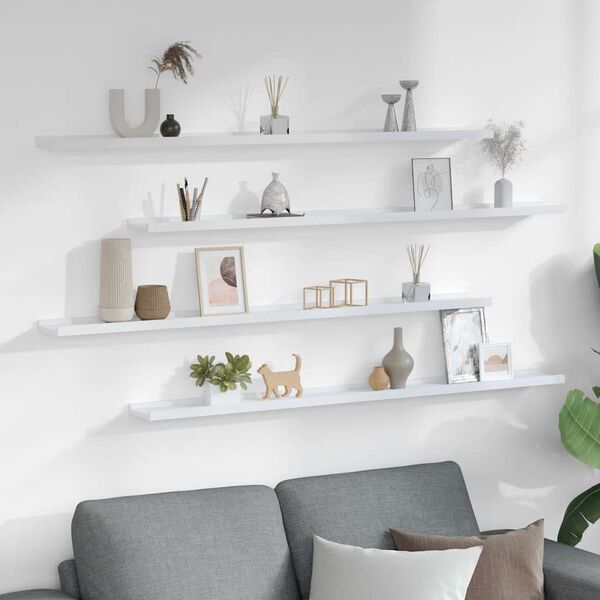 vidaXL Wall Shelves 4 pcs White 115x9x3 cm
