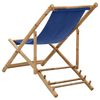 vidaXL Deck Chair Bamboo and Canvas Navy Blue
