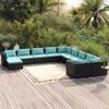 vidaXL 11 Piece Garden Lounge Set with Cushions Poly Rattan Black
