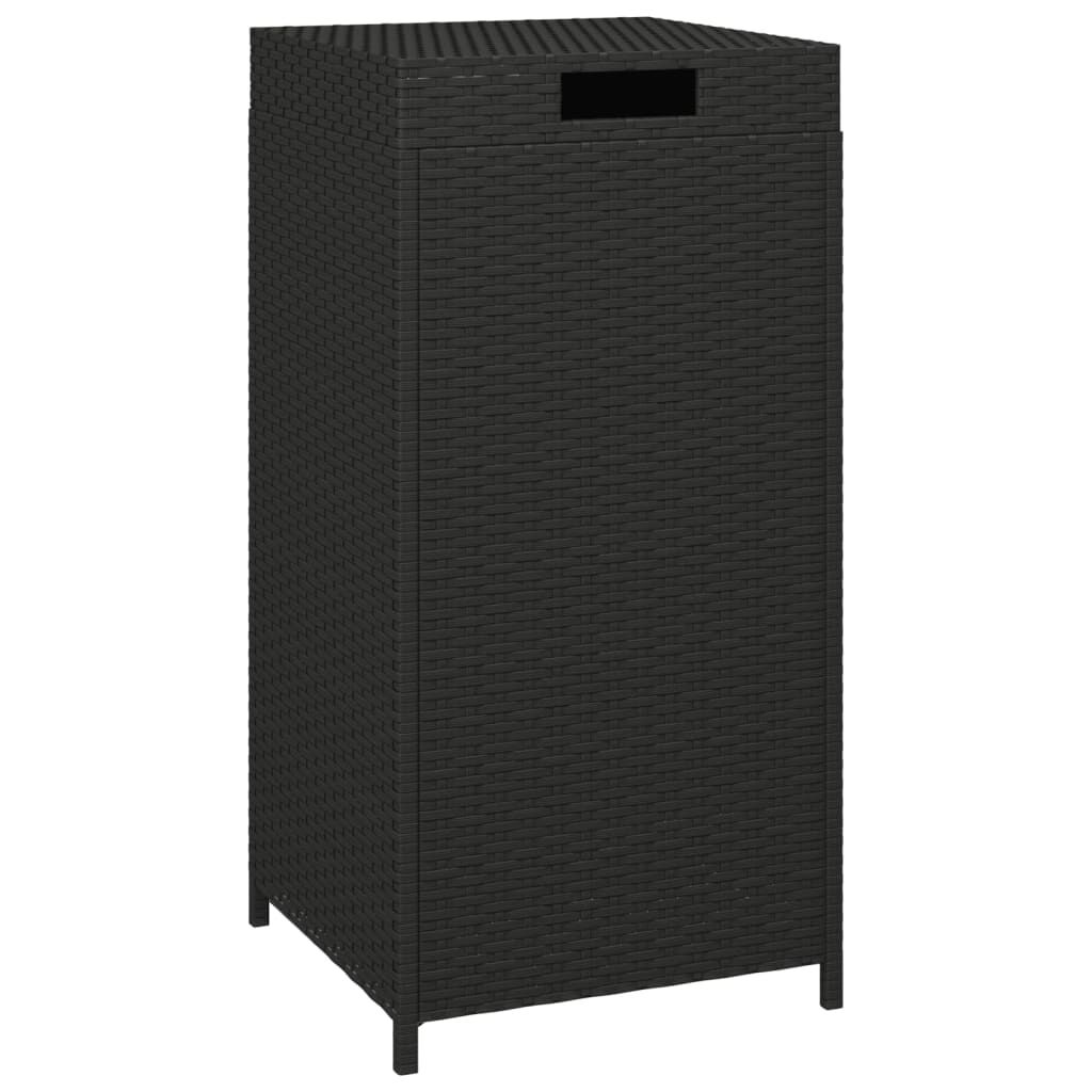 vidaXL Trash Bin Black 40x40x80 cm Poly Rattan