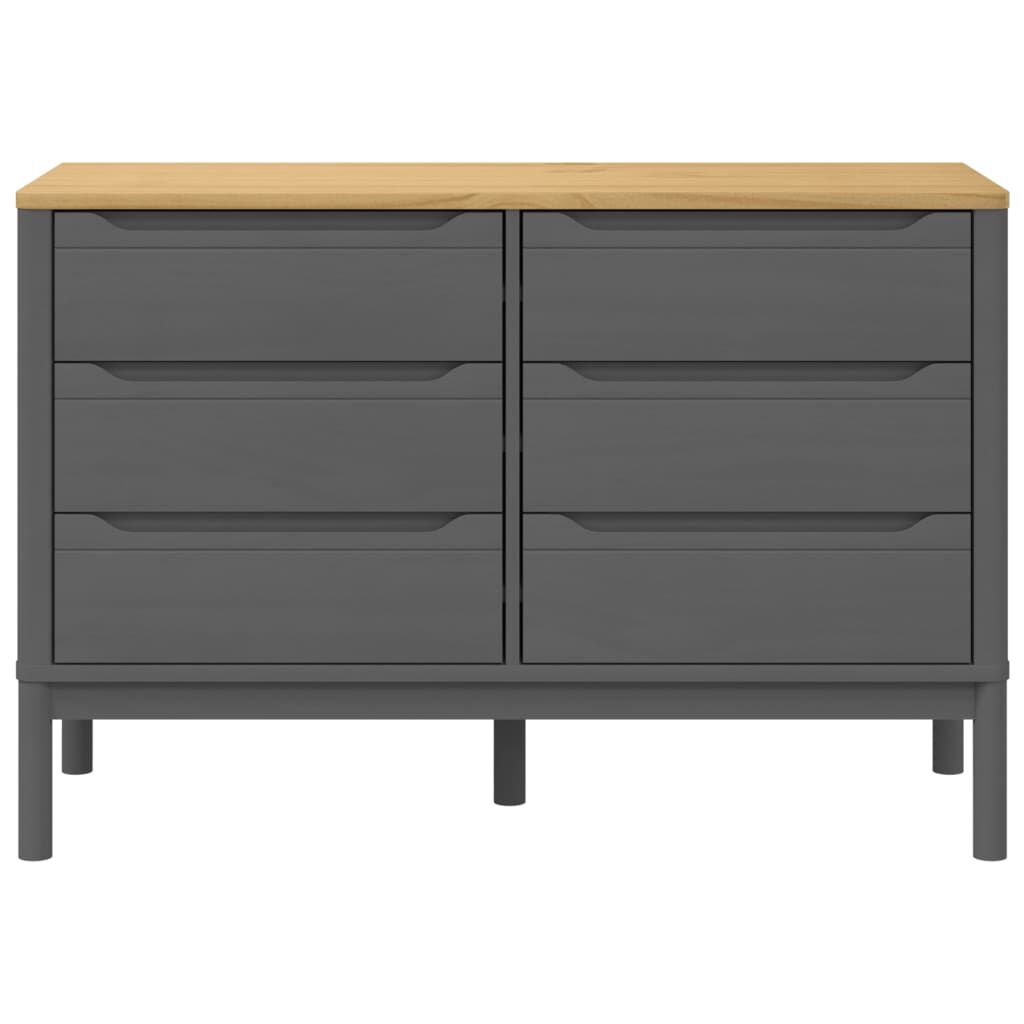vidaXL Chest of Drawers FLORO Grey Solid Wood Pine