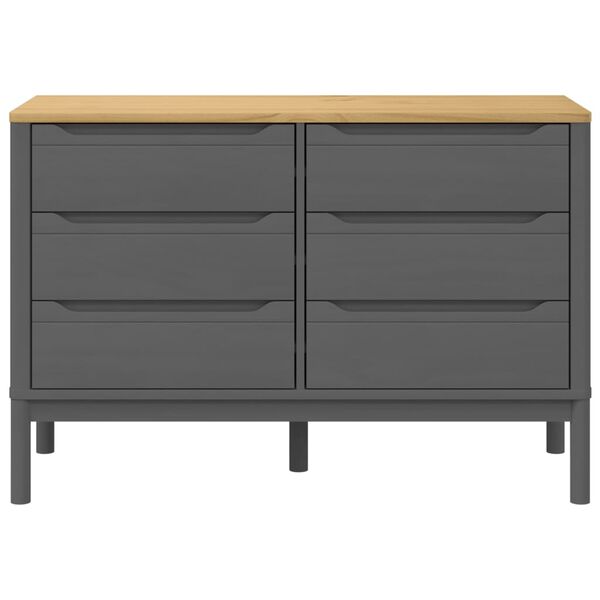 vidaXL Chest of Drawers FLORO Grey Solid Wood Pine